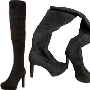Nine West black over the knee sued boots. Size 6